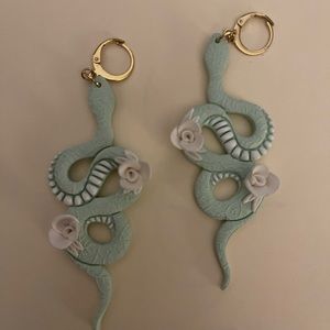 Green snake earrings